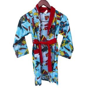 Sears Superman Batman vintage boys children 6x blue bathrobe novelty nostalgia